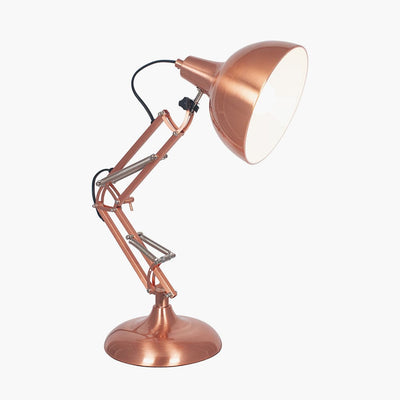 Pacific Lifestyle Lighting Alonzo Brushed Copper Metal Task Table Lamp House of Isabella UK