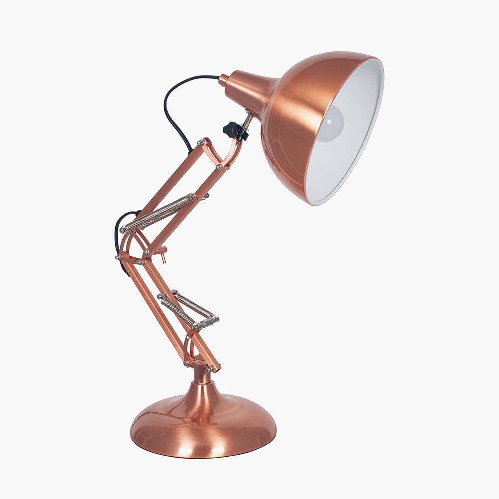 Pacific Lifestyle Lighting Alonzo Brushed Copper Metal Task Table Lamp House of Isabella UK