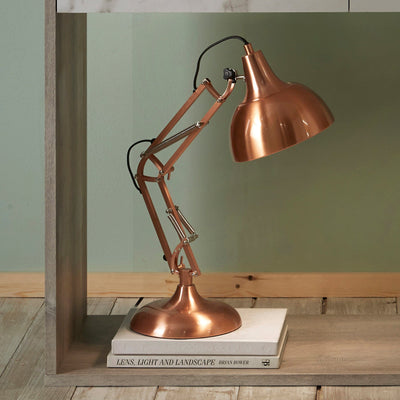 Pacific Lifestyle Lighting Alonzo Brushed Copper Metal Task Table Lamp House of Isabella UK