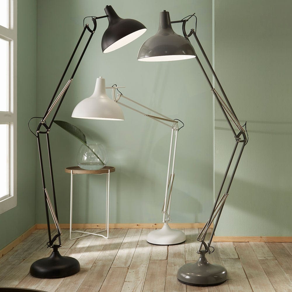 Alonzo Grey Painted Oversize Task Floor Lamp.