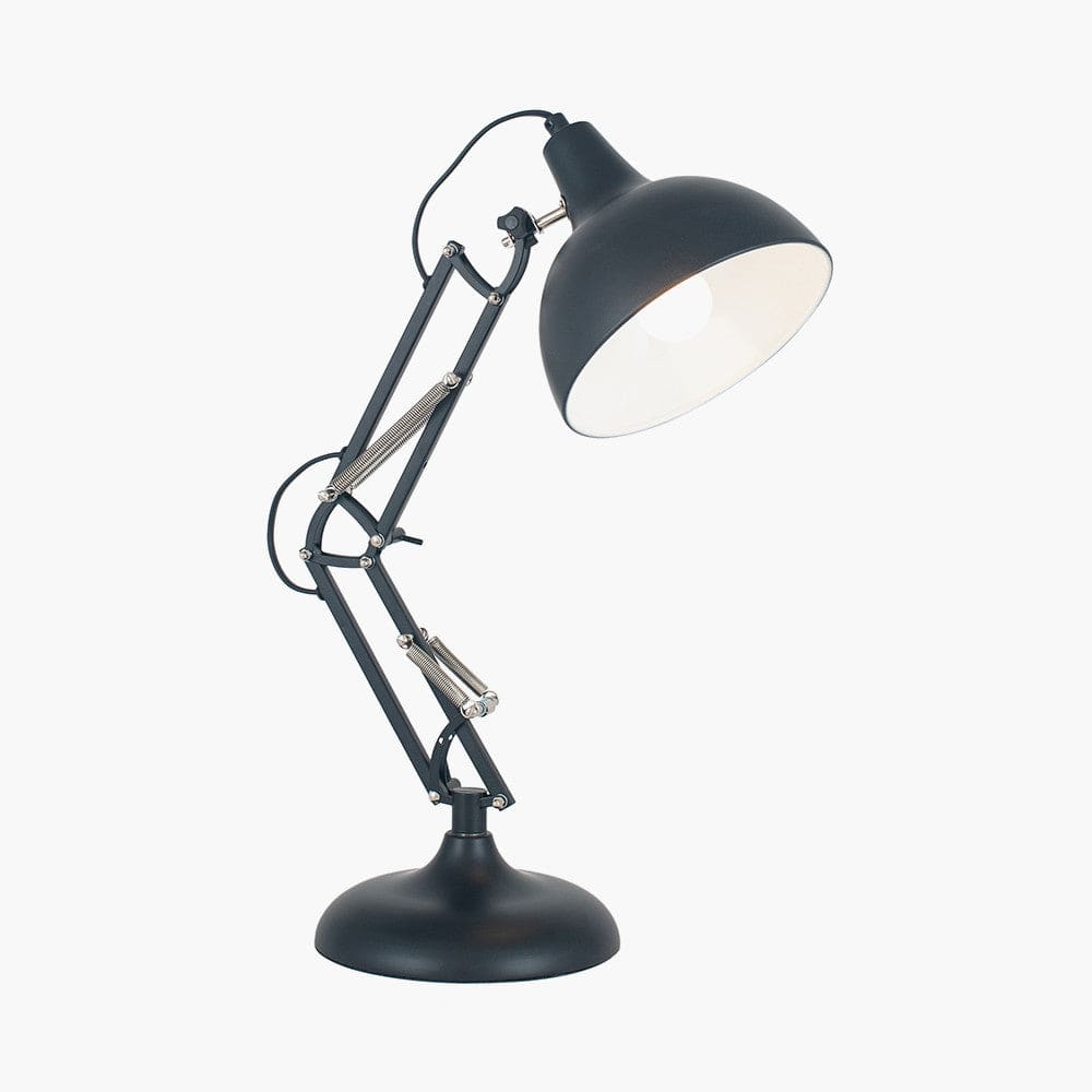 Pacific Lifestyle Lighting Alonzo Matt Black Metal Angled Task Table Lamp House of Isabella UK