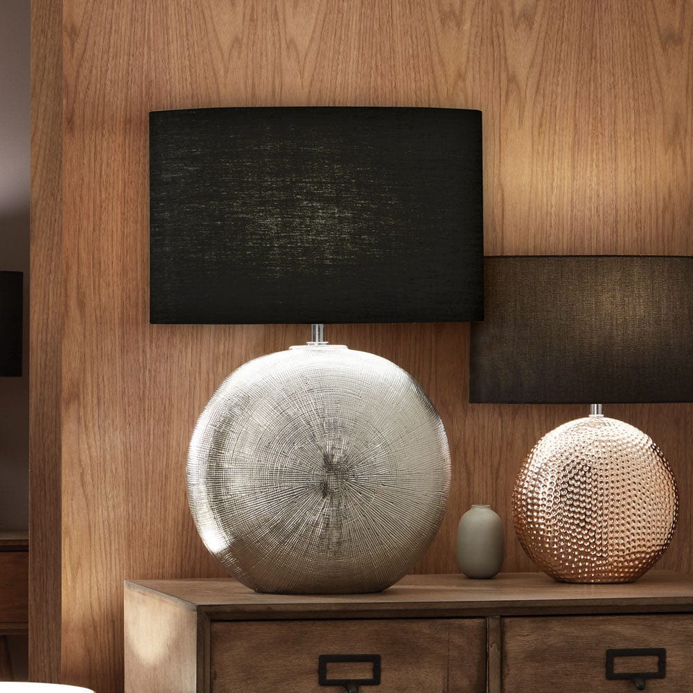 Alpha Silver Textured Ceramic Table Lamp.