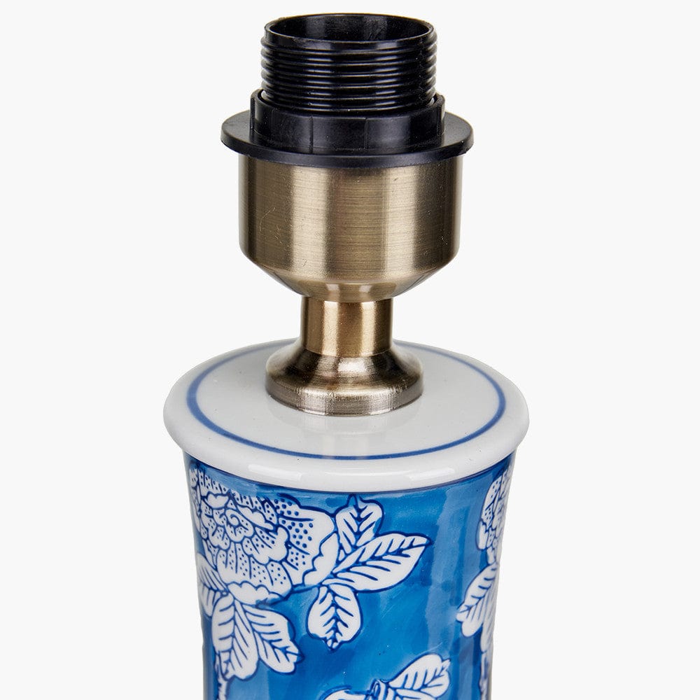 Altheda Blue and White Floral Ceramic and Crystal Base Table Lamp - Base Only.