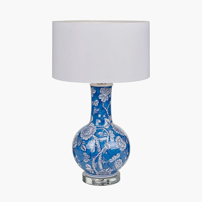 Pacific Lifestyle Lighting Altheda Blue and White Floral Ceramic and Crystal Base Table Lamp - Base Only House of Isabella UK