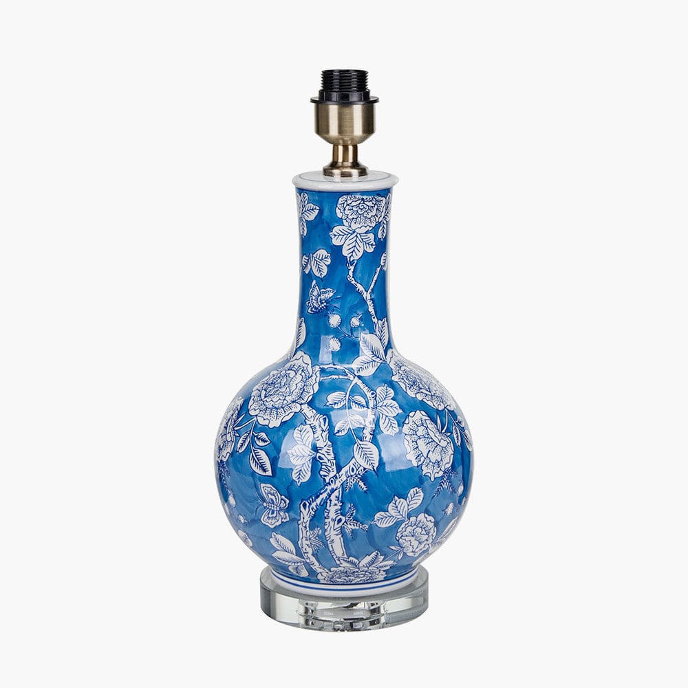 Pacific Lifestyle Lighting Altheda Blue and White Floral Ceramic and Crystal Base Table Lamp - Base Only House of Isabella UK