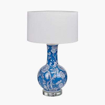 Pacific Lifestyle Lighting Altheda Blue and White Floral Ceramic and Crystal Base Table Lamp - Base Only House of Isabella UK