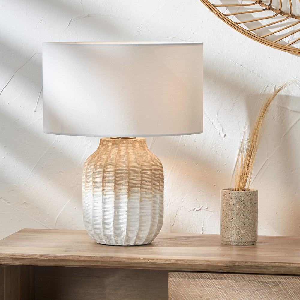 Amalia Natural Ombre Textured Stoneware Table Lamp Base.