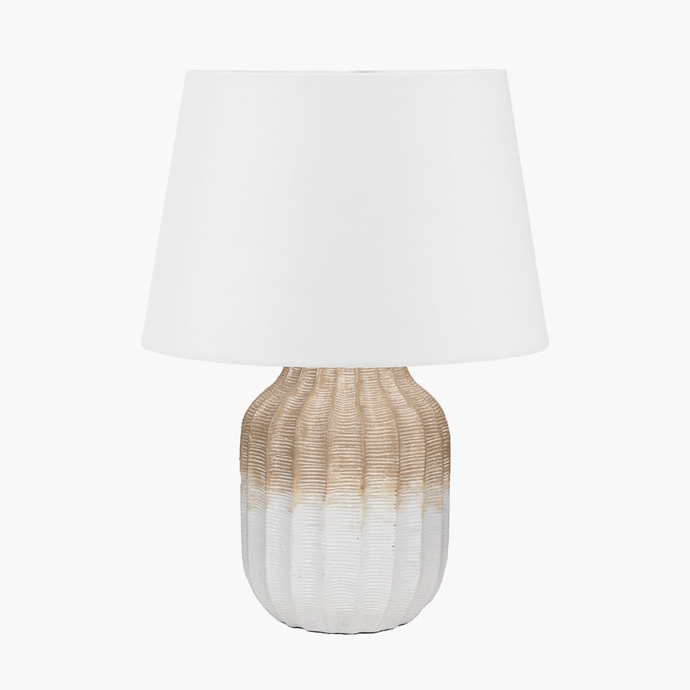 Pacific Lifestyle Lighting Amalia Natural Ombre Textured Stoneware Table Lamp Base with Adelaide 30cm Ivory Tapered Cotton Mix Lampshade House of Isabella UK