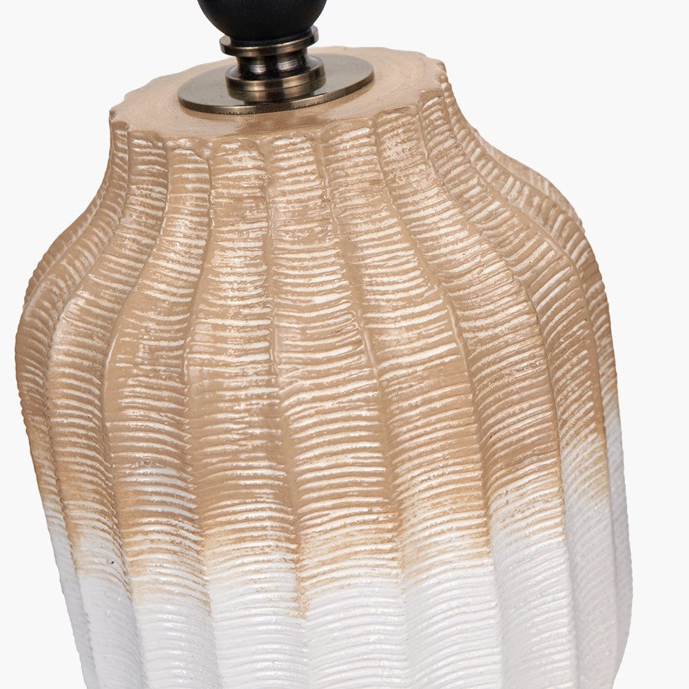 Pacific Lifestyle Lighting Amalia Natural Ombre Textured Stoneware Table Lamp Base with Harry 30cm Ivory Cotton Mix Cylinder Lampshade House of Isabella UK