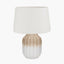 Pacific Lifestyle Lighting Amalia Natural Ombre Textured Stoneware Table Lamp Base with Winston 30cm White Handloom Tapered Lampshade House of Isabella UK