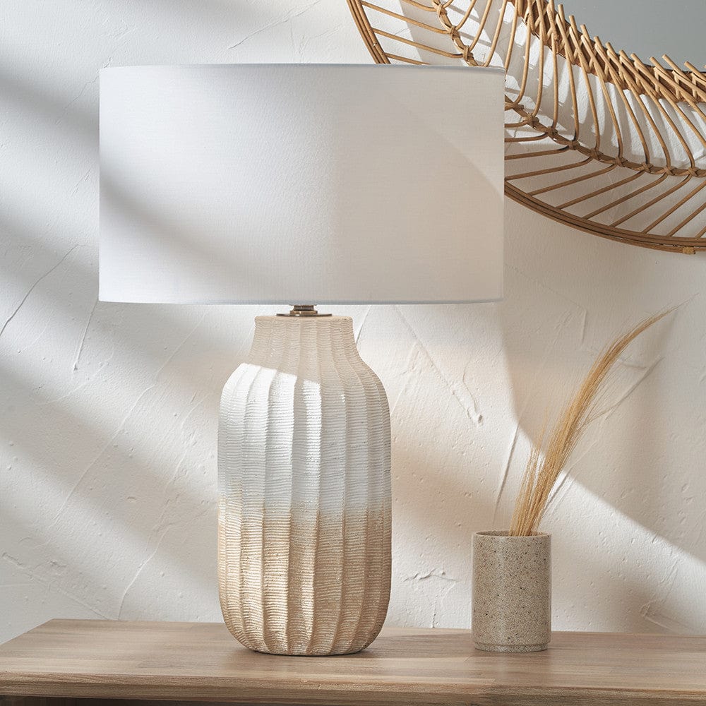 Amalia Natural Ombre Textured Stoneware Tall Table Lamp Base.