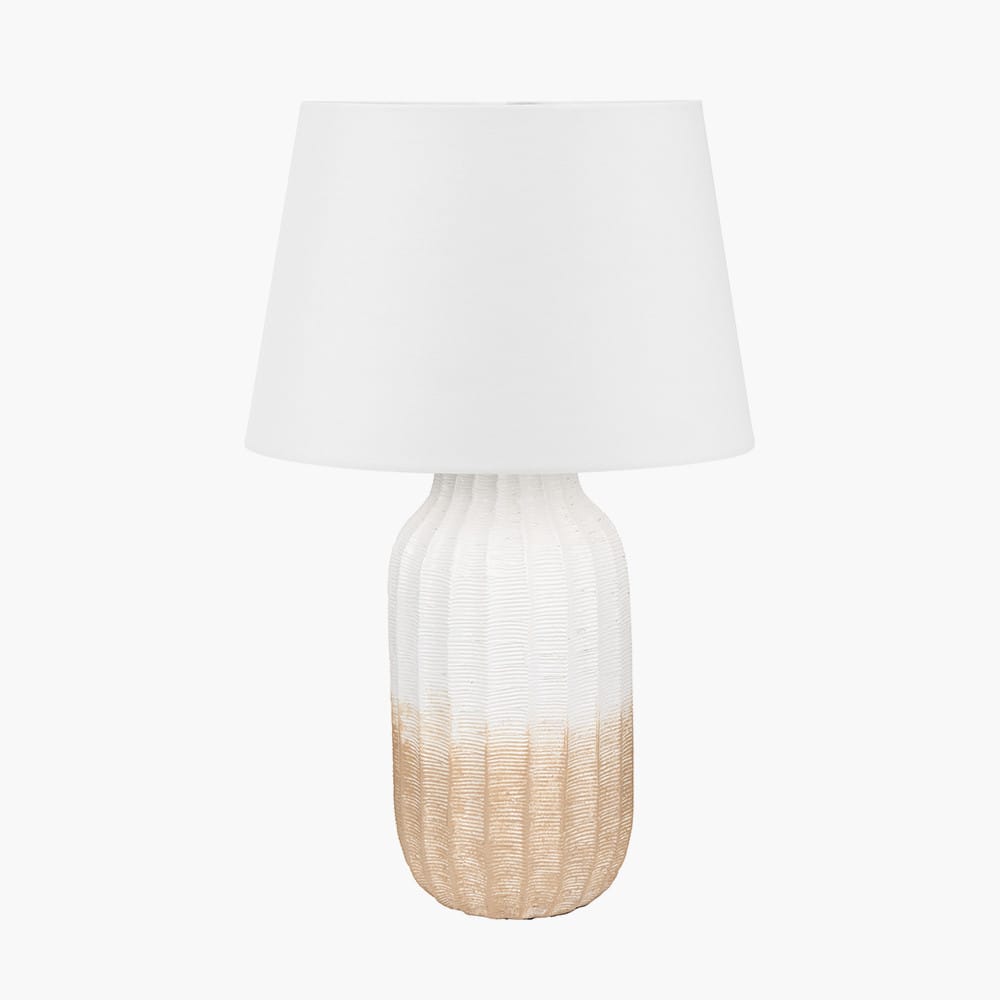 Pacific Lifestyle Lighting Amalia Natural Ombre Textured Stoneware Tall Table Lamp Base with Adelaide 35cm Ivory Tapered Cotton Mix Lampshade House of Isabella UK
