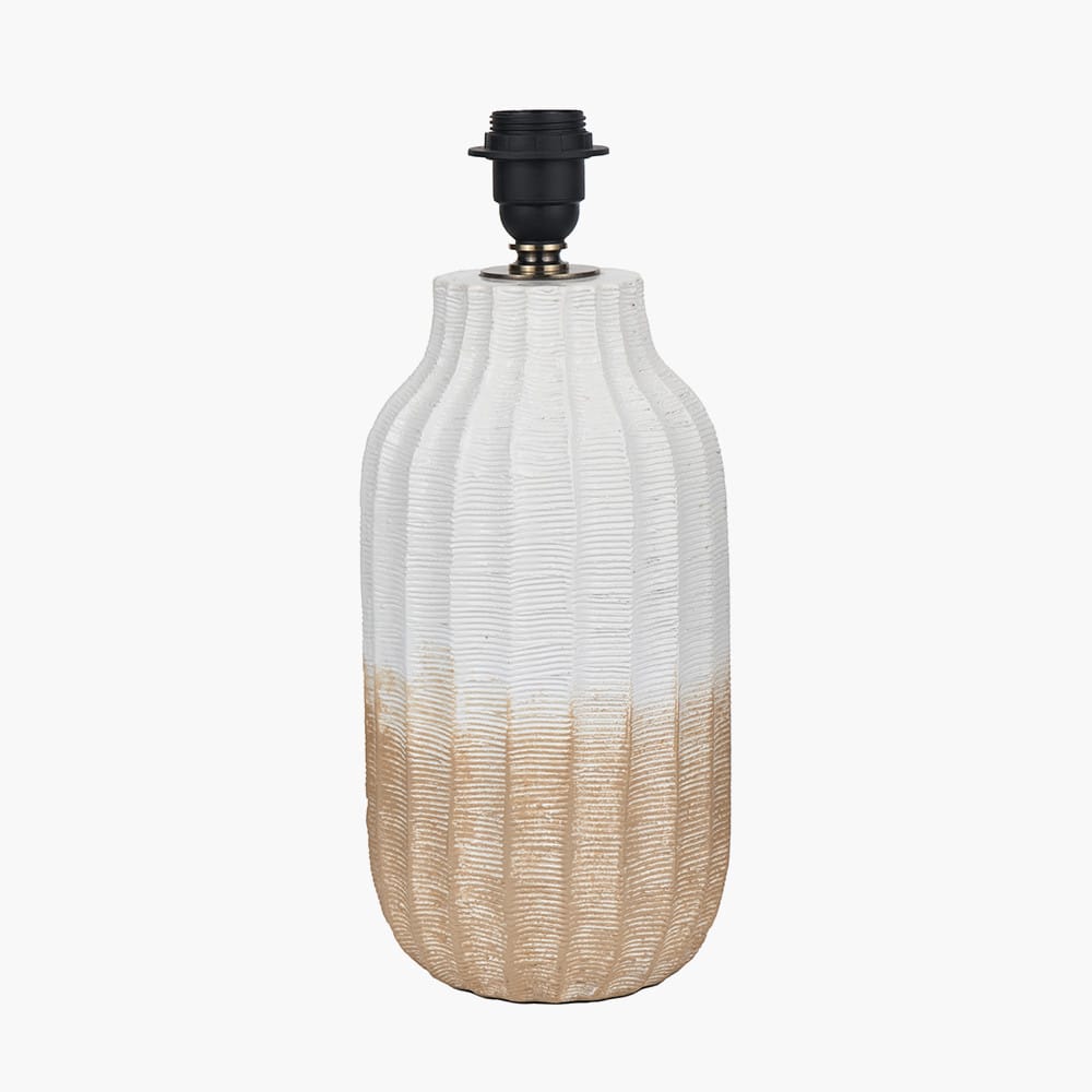 Pacific Lifestyle Lighting Amalia Natural Ombre Textured Stoneware Tall Table Lamp Base with Henry 35cm White Handloom Cylinder Lampshade House of Isabella UK