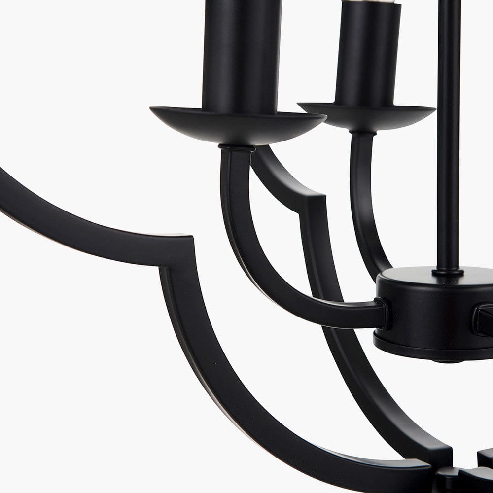 Pacific Lifestyle Lighting Amine Black Metal 4 Light Fleur De Lys Pendant House of Isabella UK