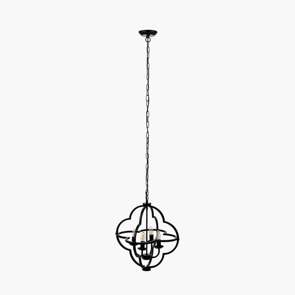 Amine Black Metal 4 Light Fleur De Lys Pendant.