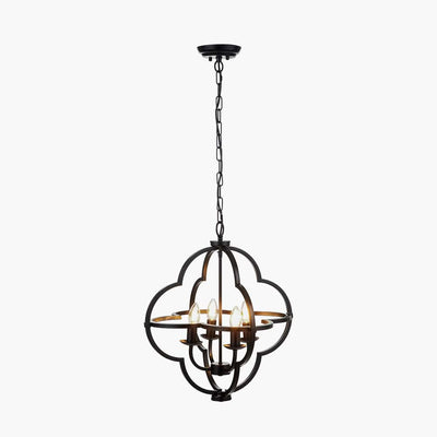 Pacific Lifestyle Lighting Amine Black Metal 4 Light Fleur De Lys Pendant House of Isabella UK