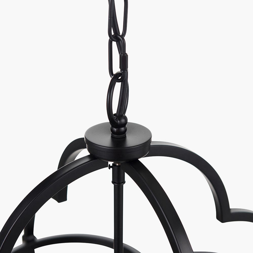 Amine Black Metal 4 Light Fleur De Lys Pendant.
