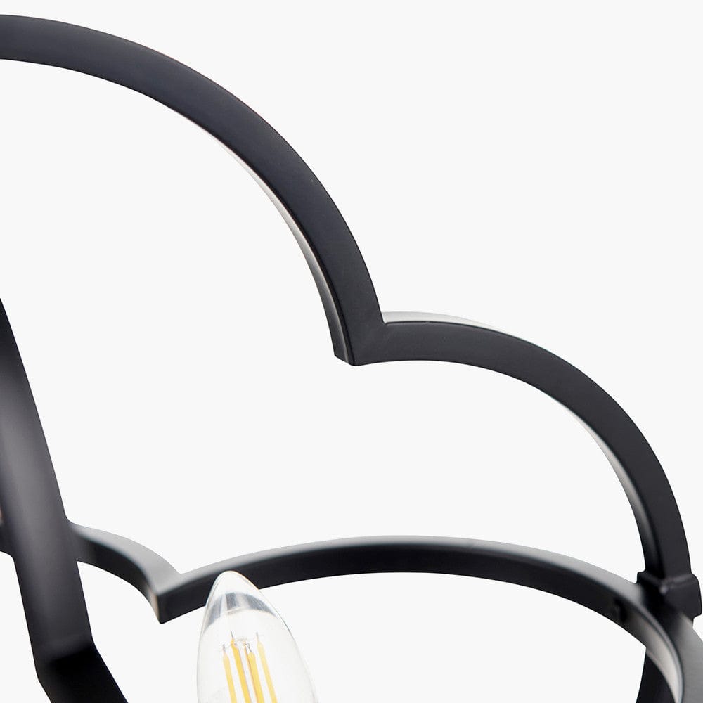 Amine Black Metal 4 Light Fleur De Lys Pendant.