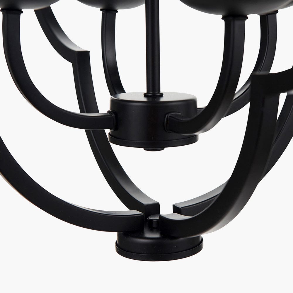 Amine Black Metal 4 Light Fleur De Lys Pendant.