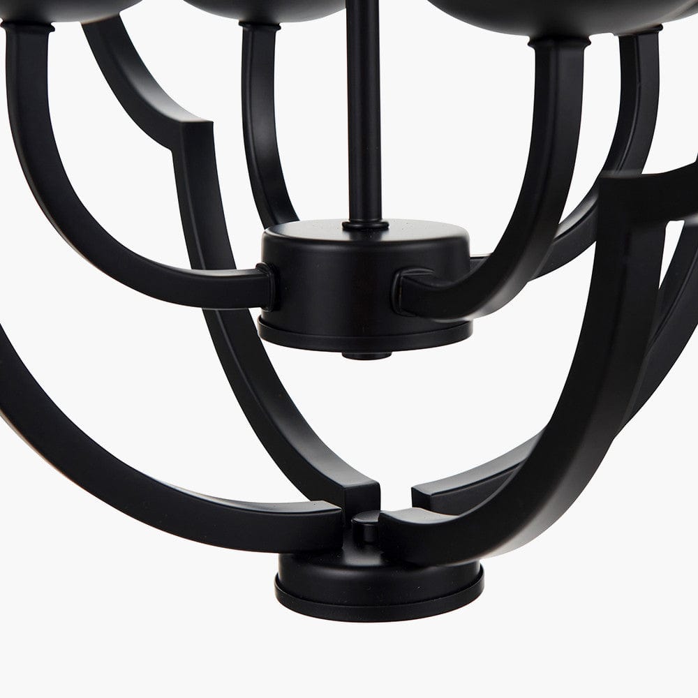 Pacific Lifestyle Lighting Amine Black Metal 4 Light Fleur De Lys Pendant House of Isabella UK