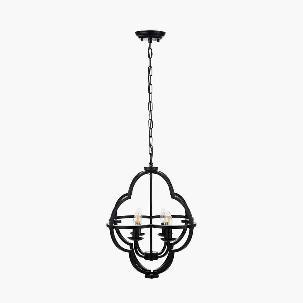 Amine Black Metal 4 Light Fleur De Lys Pendant.