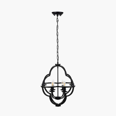 Pacific Lifestyle Lighting Amine Black Metal 4 Light Fleur De Lys Pendant House of Isabella UK