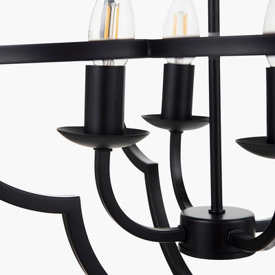 Pacific Lifestyle Lighting Amine Black Metal 4 Light Fleur De Lys Pendant House of Isabella UK