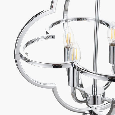 Pacific Lifestyle Lighting Amine Nickel Metal 4 Light Fleur De Lys Pendant House of Isabella UK