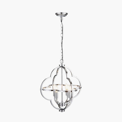 Pacific Lifestyle Lighting Amine Nickel Metal 4 Light Fleur De Lys Pendant House of Isabella UK