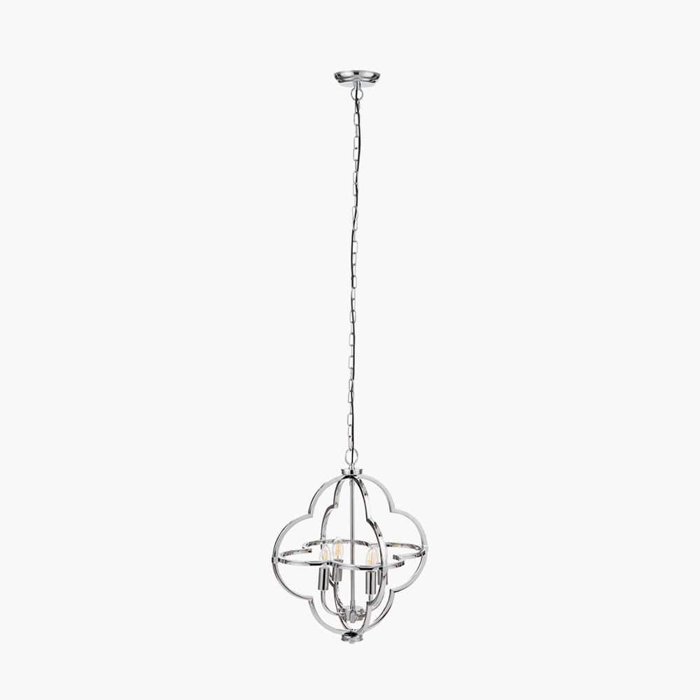 Amine Nickel Metal 4 Light Fleur De Lys Pendant.