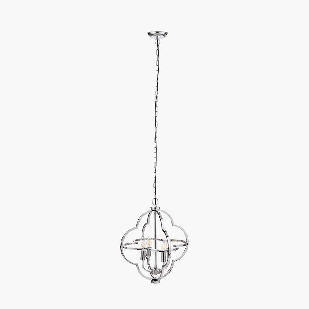 Pacific Lifestyle Lighting Amine Nickel Metal 4 Light Fleur De Lys Pendant House of Isabella UK