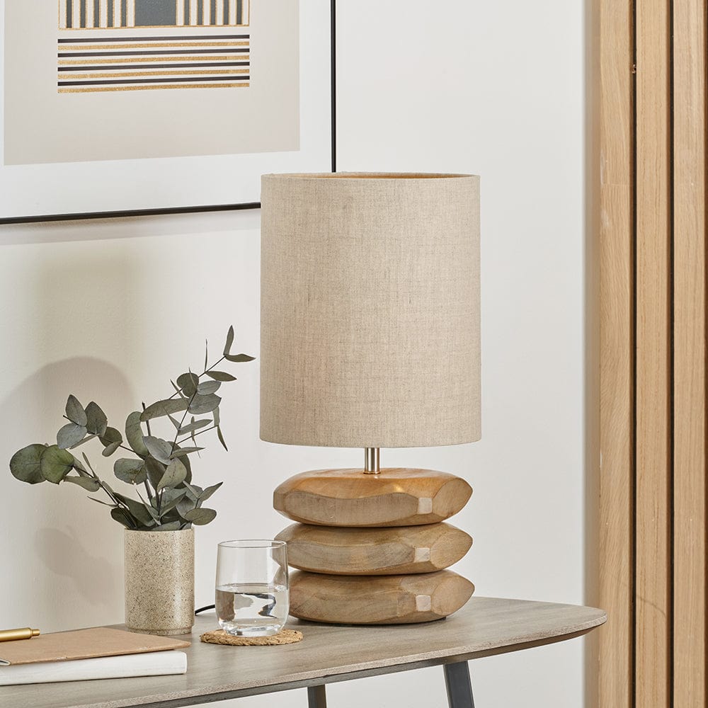 Amir Natural Mango Wood 3 Pebble Table Lamp.