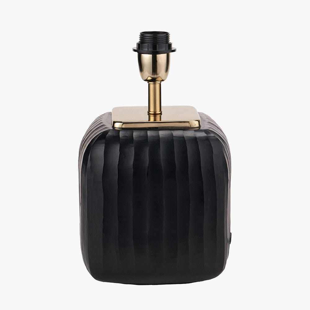 Anais Matt Black Cold Cut Glass Square Table Lamp.