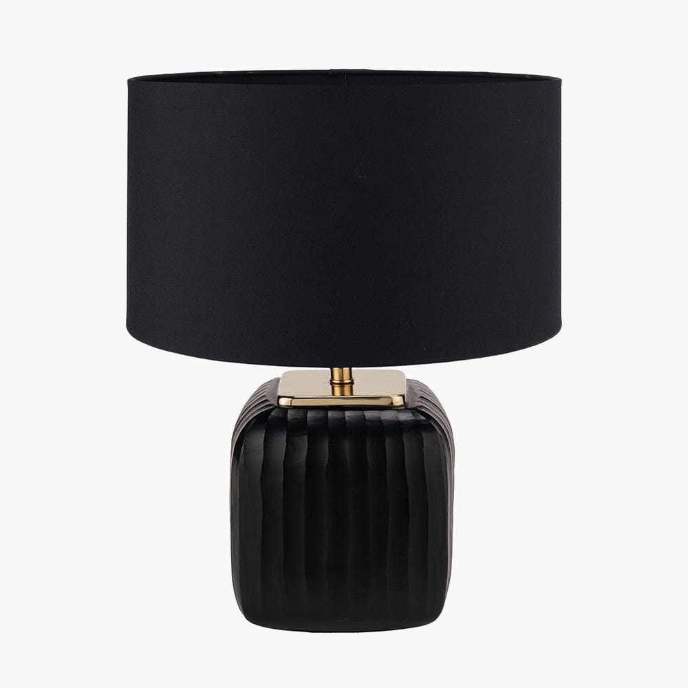 Pacific Lifestyle Lighting Anais Matt Black Cold Cut Glass Square Table Lamp House of Isabella UK