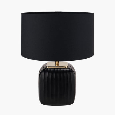 Pacific Lifestyle Lighting Anais Matt Black Cold Cut Glass Square Table Lamp House of Isabella UK