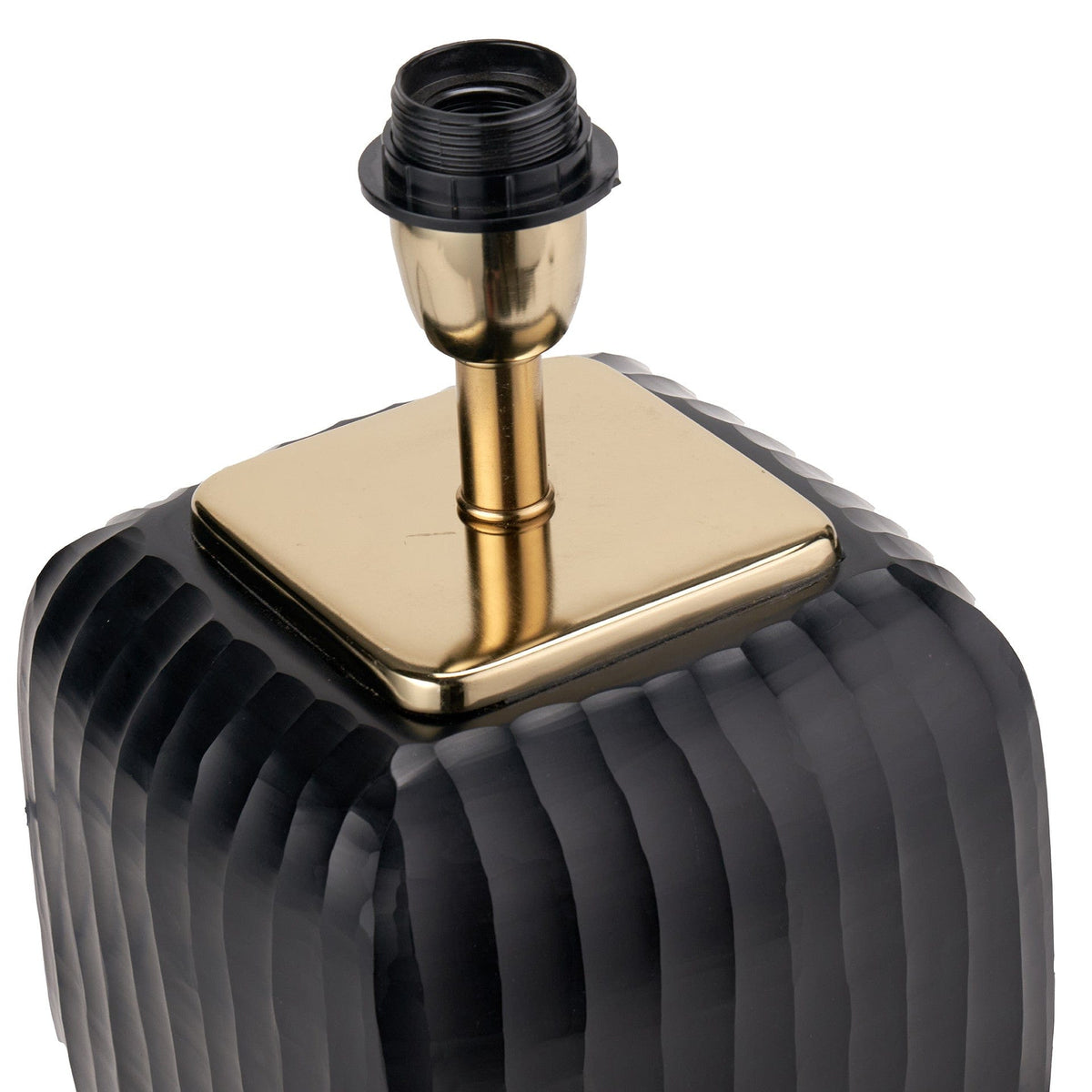 Anais Matt Black Cold Cut Glass Square Table Lamp.