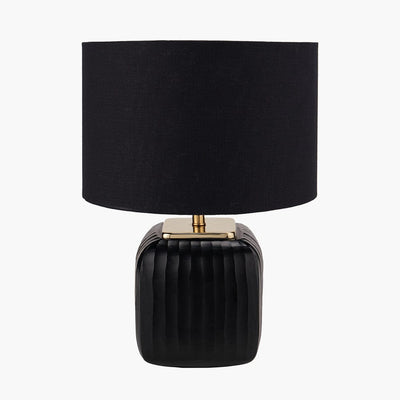 Pacific Lifestyle Lighting Anais Matt Black Cold Cut Glass Square Table Lamp House of Isabella UK