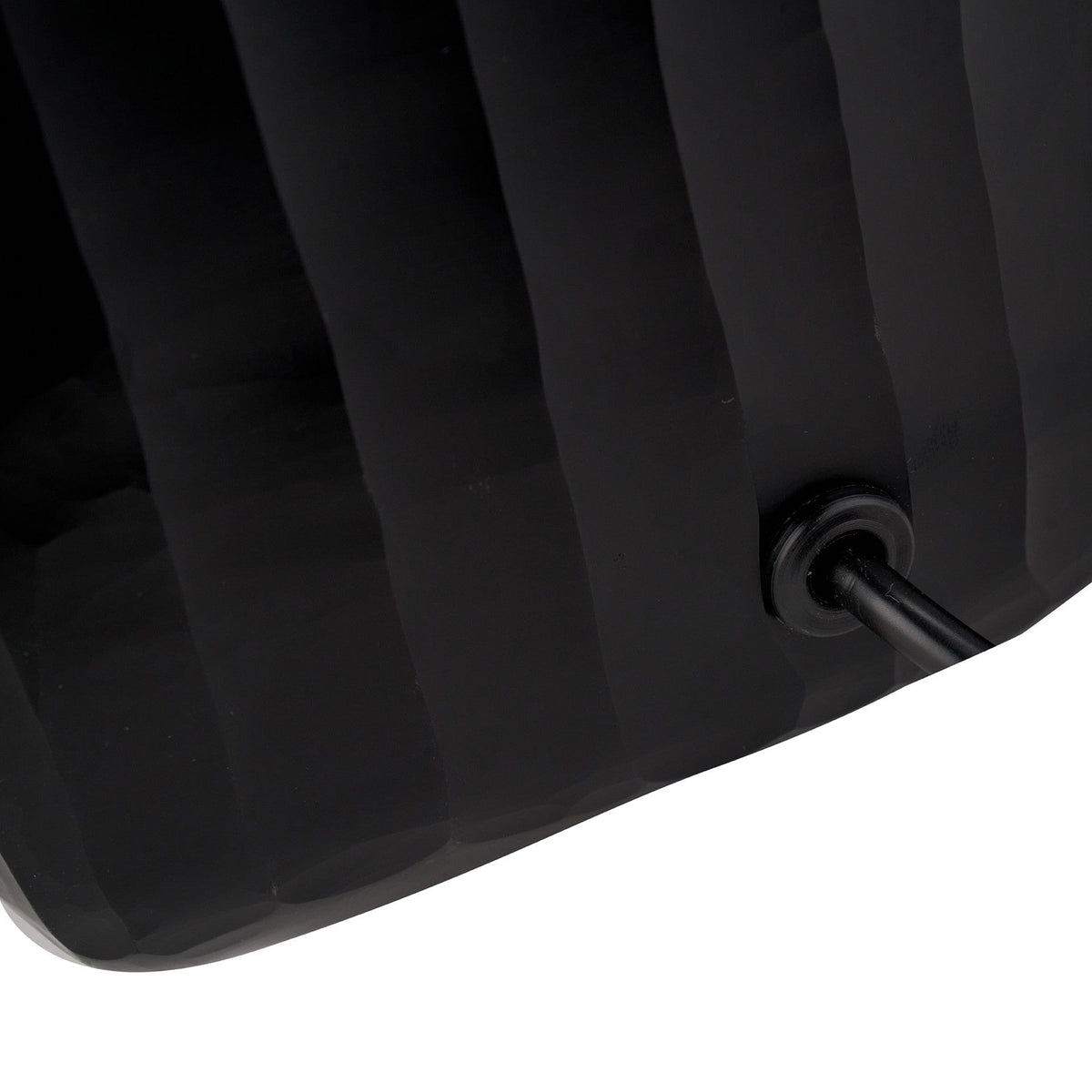 Anais Matt Black Cold Cut Glass Square Table Lamp.