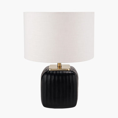 Pacific Lifestyle Lighting Anais Matt Black Cold Cut Glass Square Table Lamp House of Isabella UK