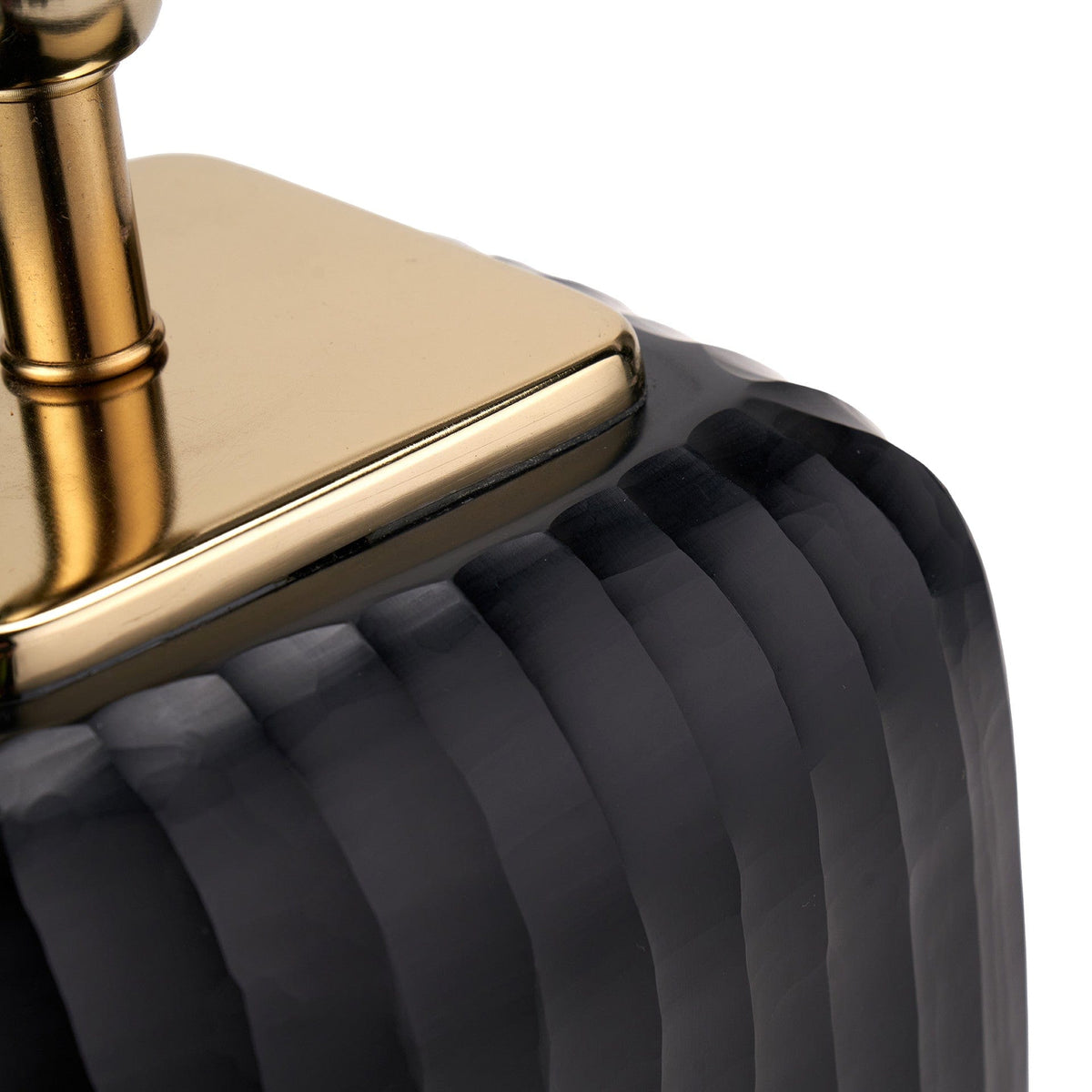 Anais Matt Black Cold Cut Glass Square Table Lamp.