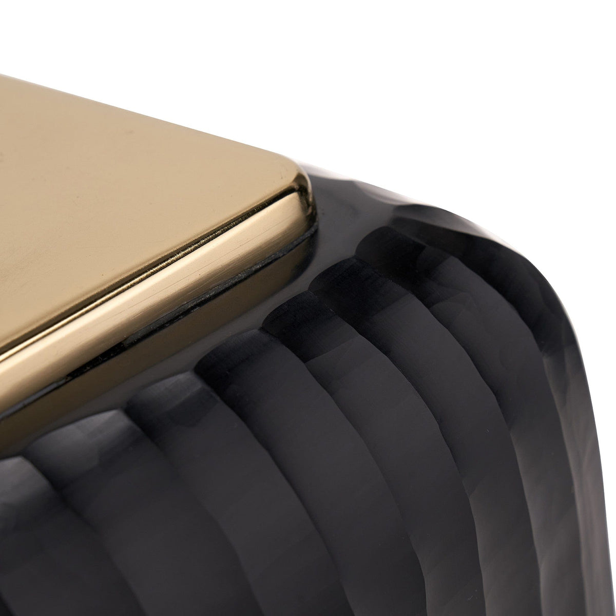 Anais Matt Black Cold Cut Glass Square Table Lamp.