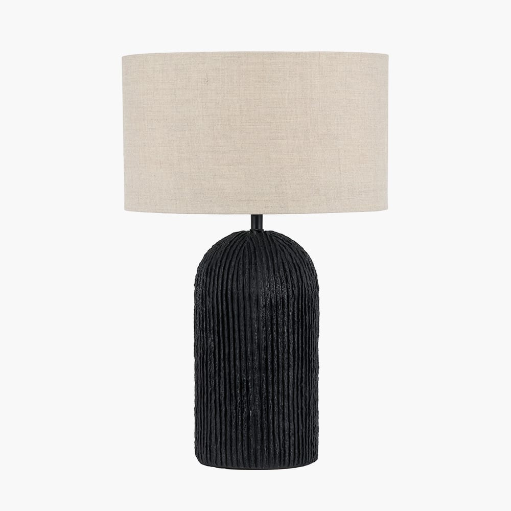 Pacific Lifestyle Lighting Ananya Black Paper Mache and Metal Textured Dome Table Lamp House of Isabella UK
