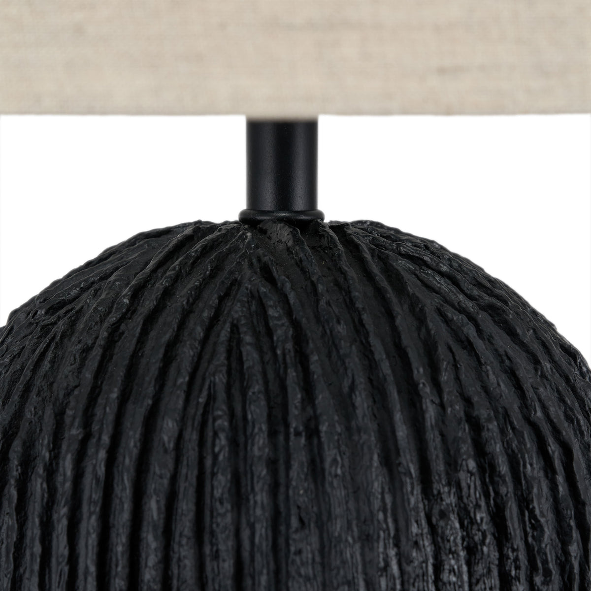 Pacific Lifestyle Lighting Ananya Black Paper Mache and Metal Textured Dome Table Lamp House of Isabella UK