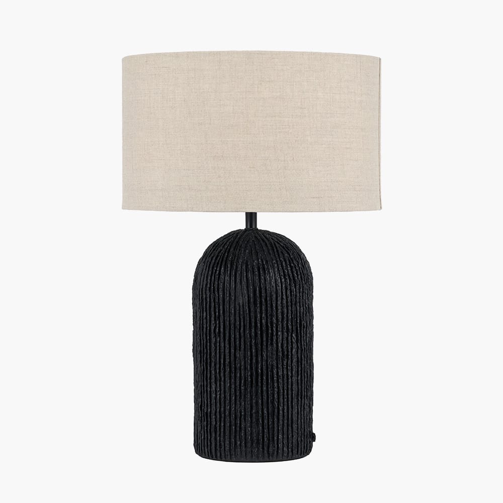 Pacific Lifestyle Lighting Ananya Black Paper Mache and Metal Textured Dome Table Lamp House of Isabella UK