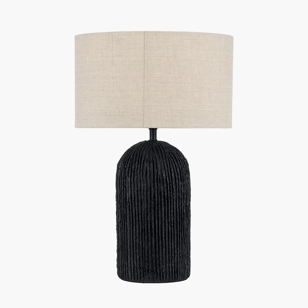 Pacific Lifestyle Lighting Ananya Black Paper Mache and Metal Textured Dome Table Lamp House of Isabella UK