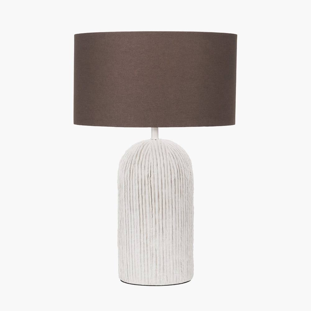 Pacific Lifestyle Lighting Ananya White Paper Mache and metal Textured Dome Table Lamp House of Isabella UK