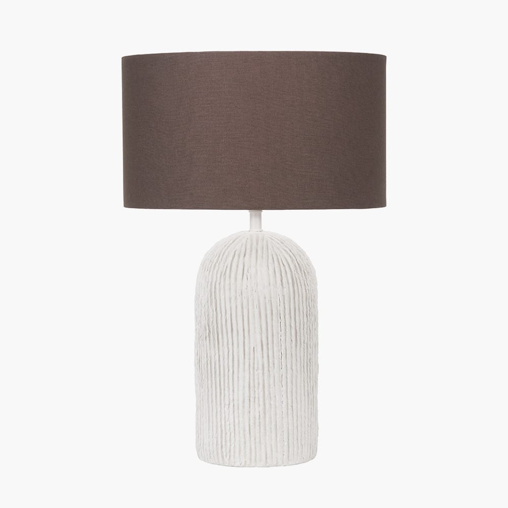 Pacific Lifestyle Lighting Ananya White Paper Mache and metal Textured Dome Table Lamp House of Isabella UK
