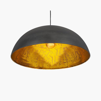 Pacific Lifestyle Lighting Anders Matt Black and Gold Leaf Dome Pendant House of Isabella UK