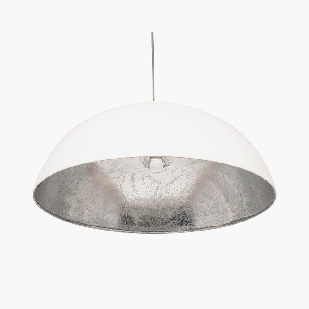 Pacific Lifestyle Lighting Anders Matt Cream and Silver Leaf Dome Pendant House of Isabella UK