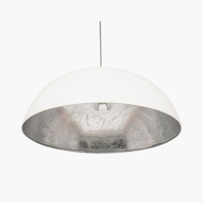 Pacific Lifestyle Lighting Anders Matt Cream and Silver Leaf Dome Pendant House of Isabella UK